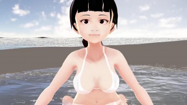 Cocoa Anime Girl with Big Boobs Introduces Herself in Bikini.
